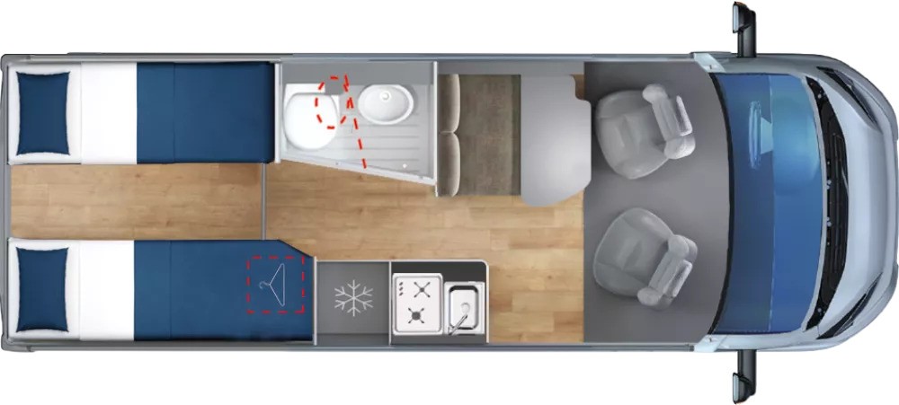 Giottiline  Giottivan 64G (Peugeout) Auto - Iron Grey 2026 Floorplan